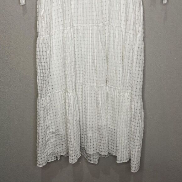 English Factory Dress Womens XS White Textured Midi Tie Sleeve Boho Pockets - Picture 4 of 9